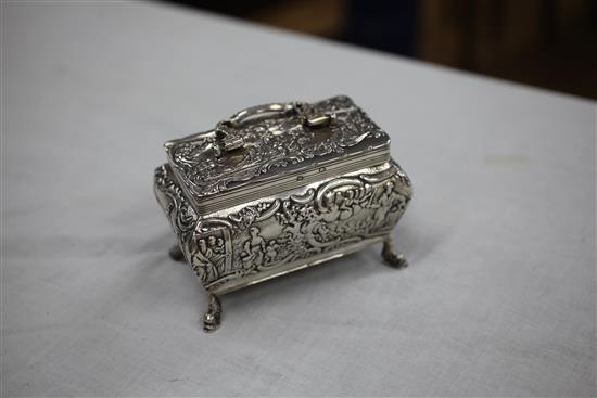 A late 19th century Dutch silver bombe shaped casket, 6 oz.